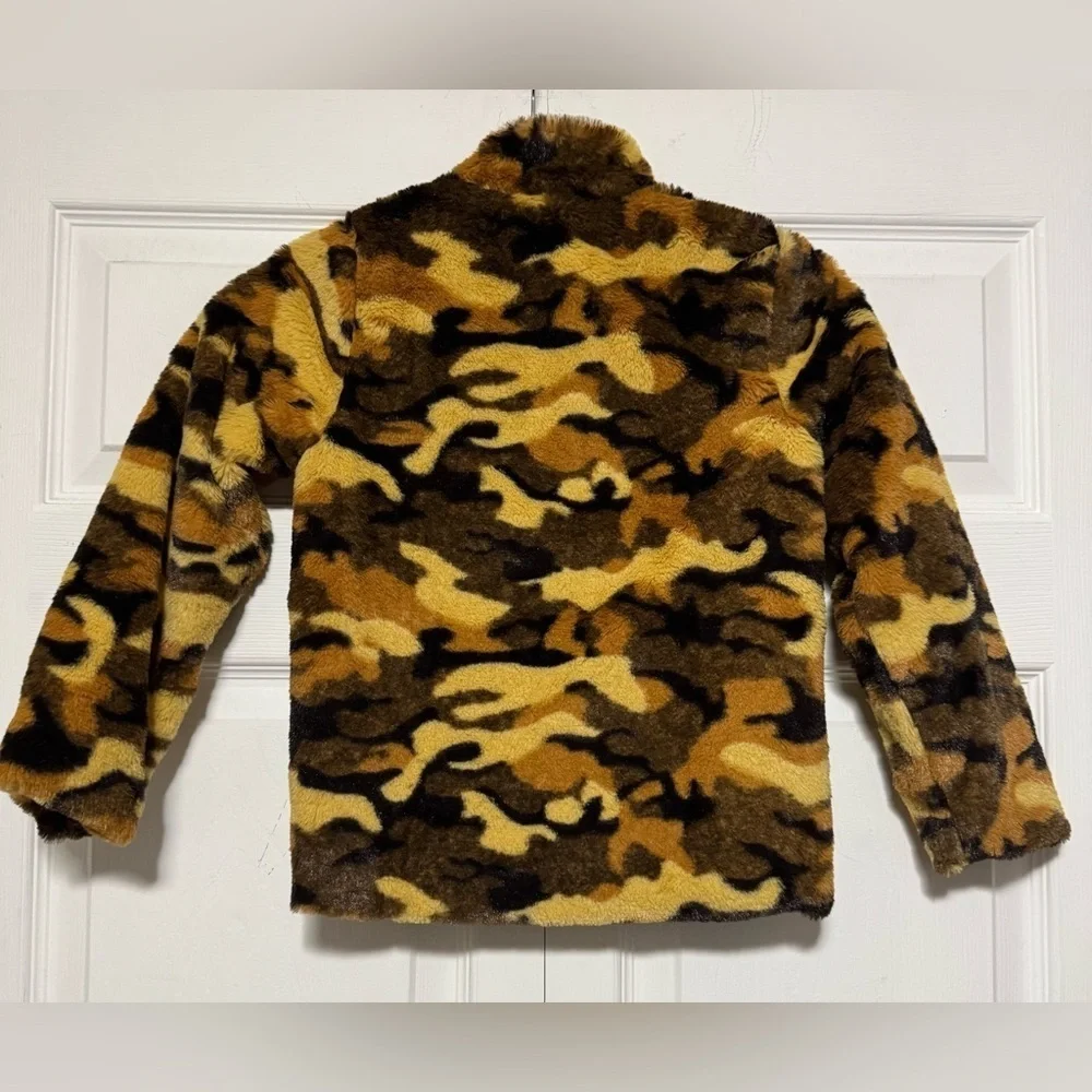 Hayden Kids Camo Print Plush Hooded Jack- Brown and Gold